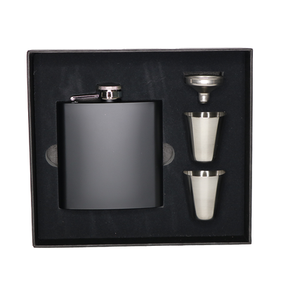 Personalized Matte Black Flask Set with Shot Glasses