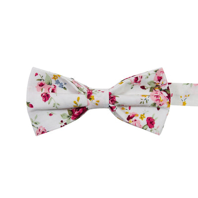 White Floral Bow Tie (Pre-Tied)