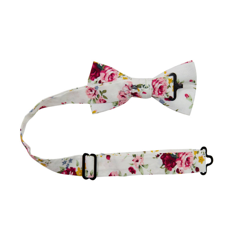 White Floral Bow Tie (Pre-Tied)