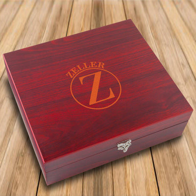 Personalized Rosewood Flask Cards & Dice Set