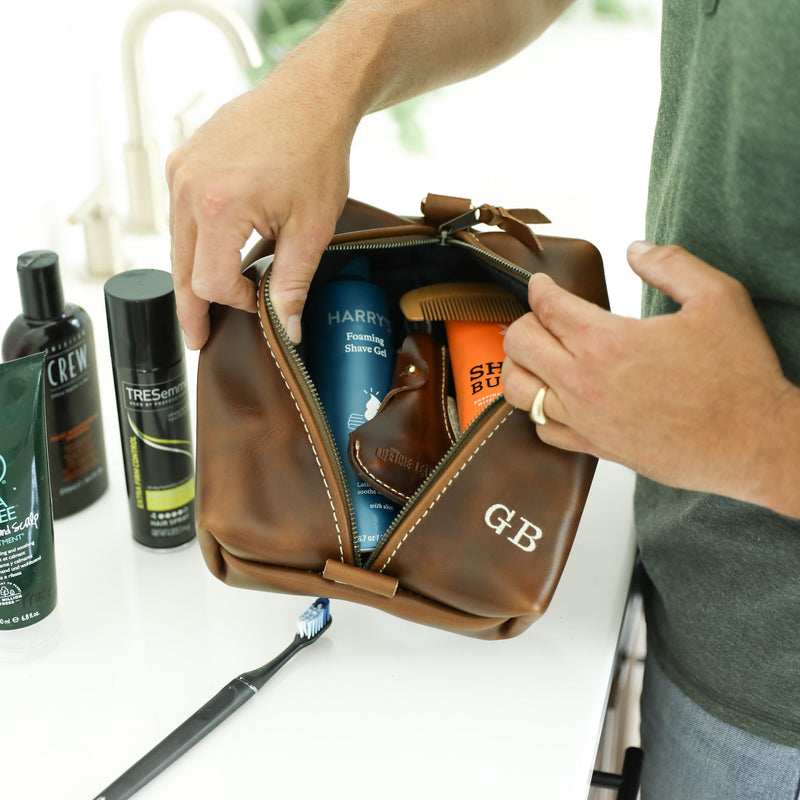 Personalized Heirloom Leather Toiletry Bag