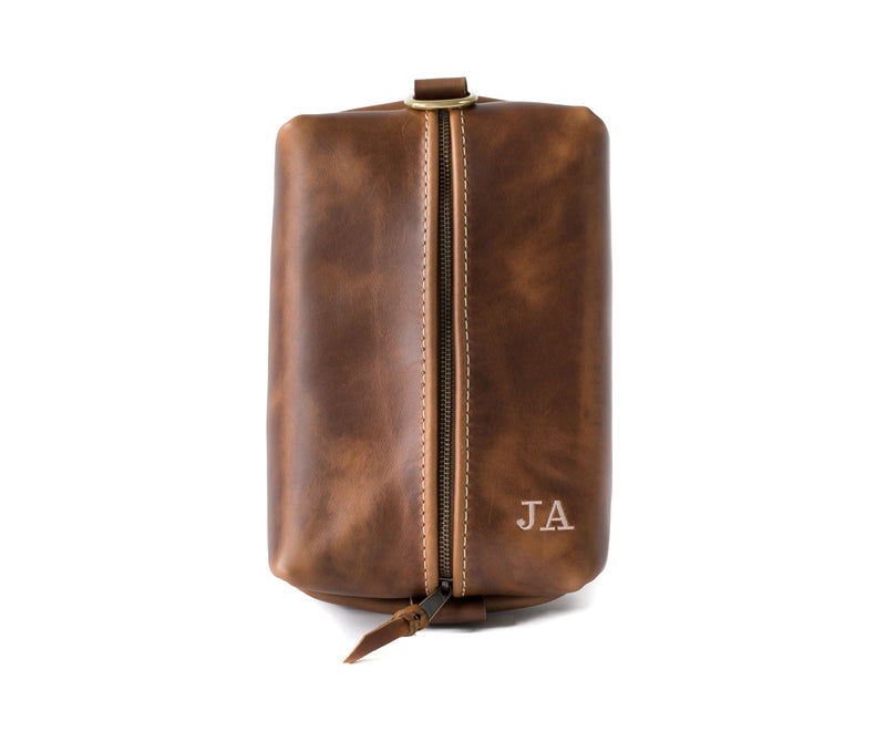 Personalized Heirloom Leather Toiletry Bag