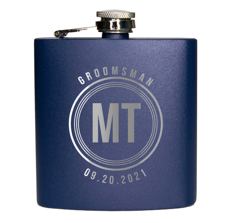 Personalized Navy Blue Powder-Coated Flasks