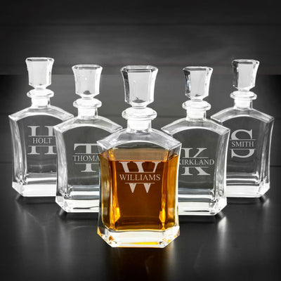 Set of 5 Groomsmen Whiskey Decanters - 23 oz.