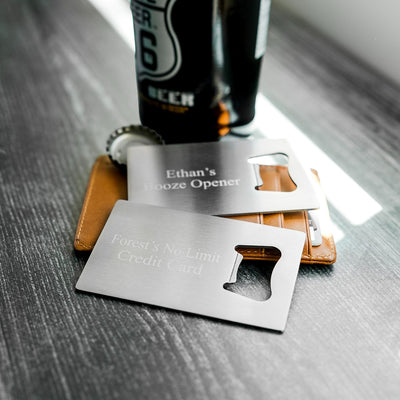 Personalized Silver Credit Card Bottle Opener