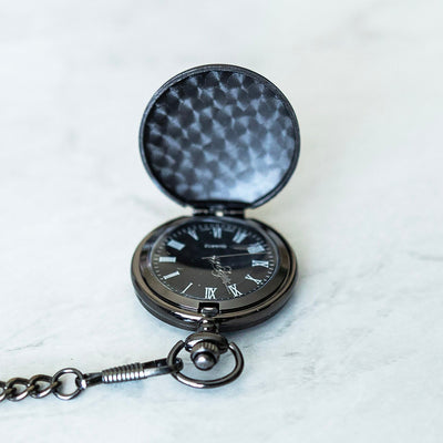 Groomsmen Gift Set of 5 Personalized Black Pocket Watches
