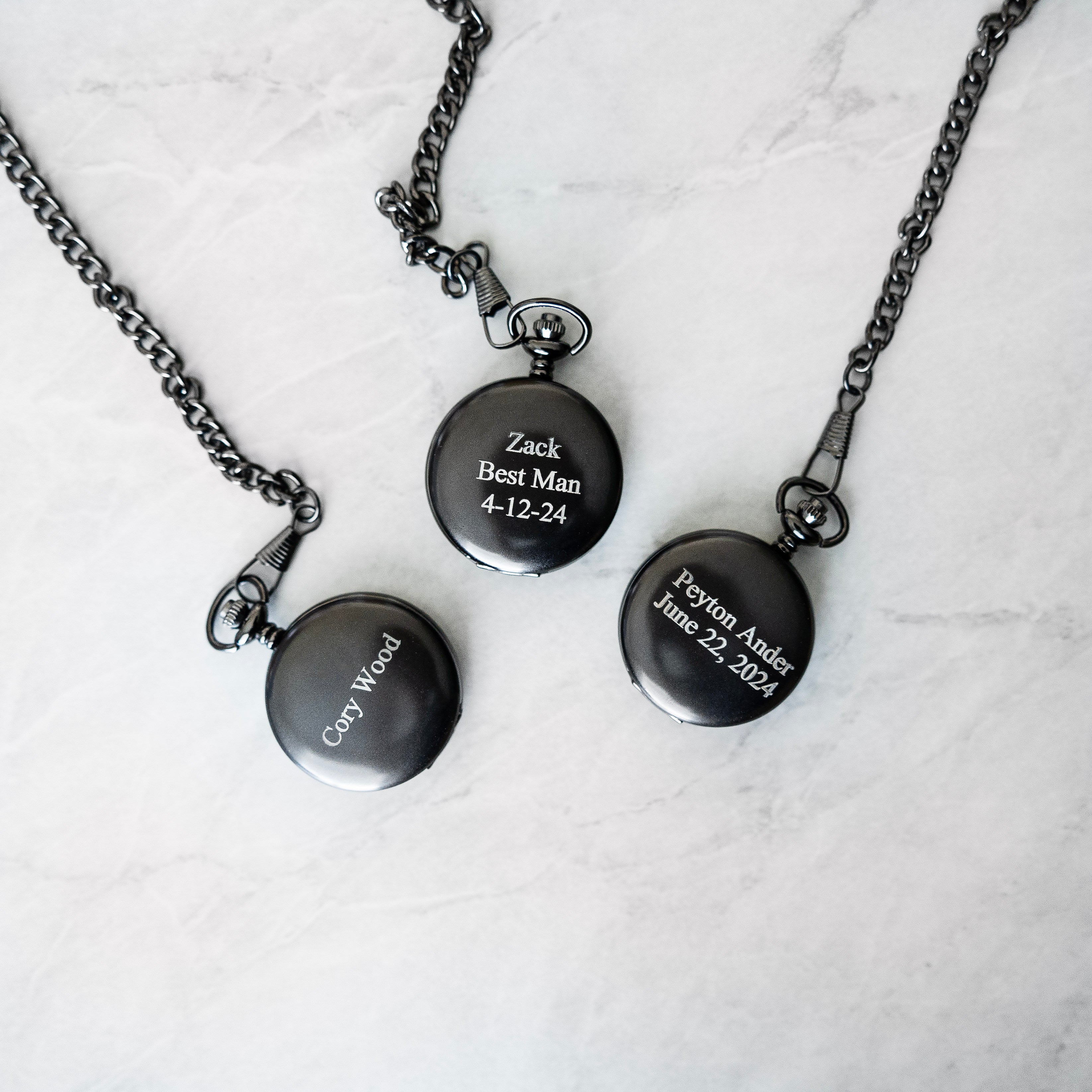 Groomsmen Gift Set of 5 Personalized Black Pocket Watches GroomsShop
