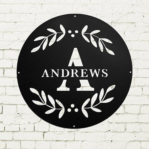 Personalized Family Name Metal Sign Andrews Design
