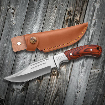Personalized Saw Mountain Groomsmen Wood Handle Fixed Blade Knife
