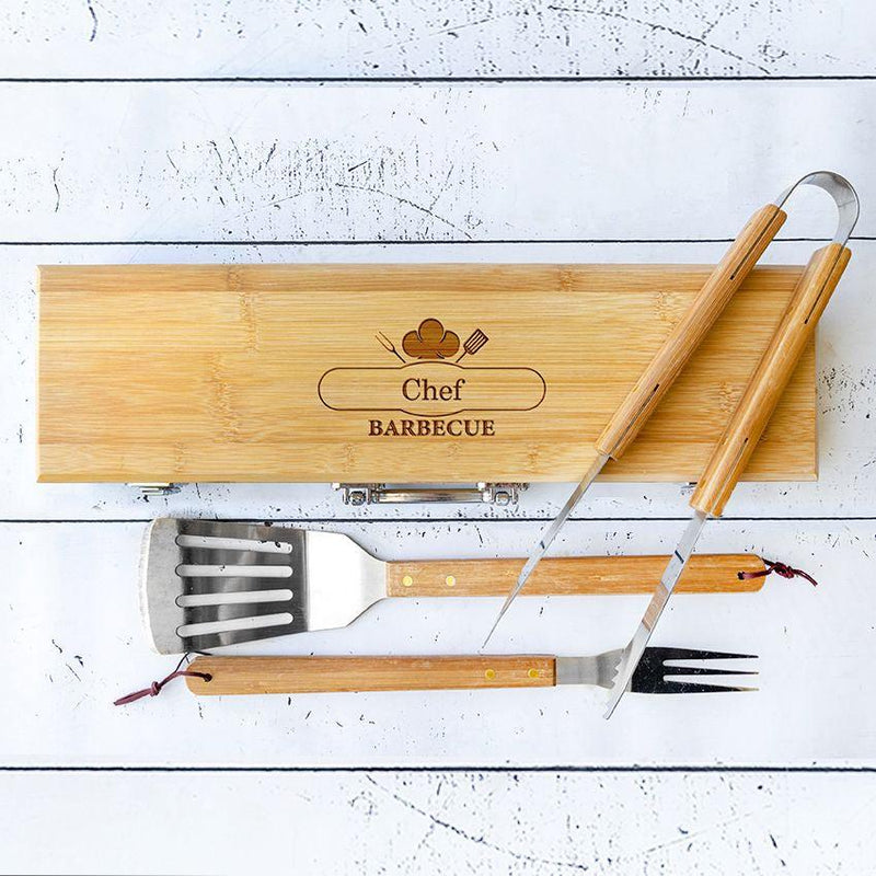 Personalized Grill Set with Bamboo Case