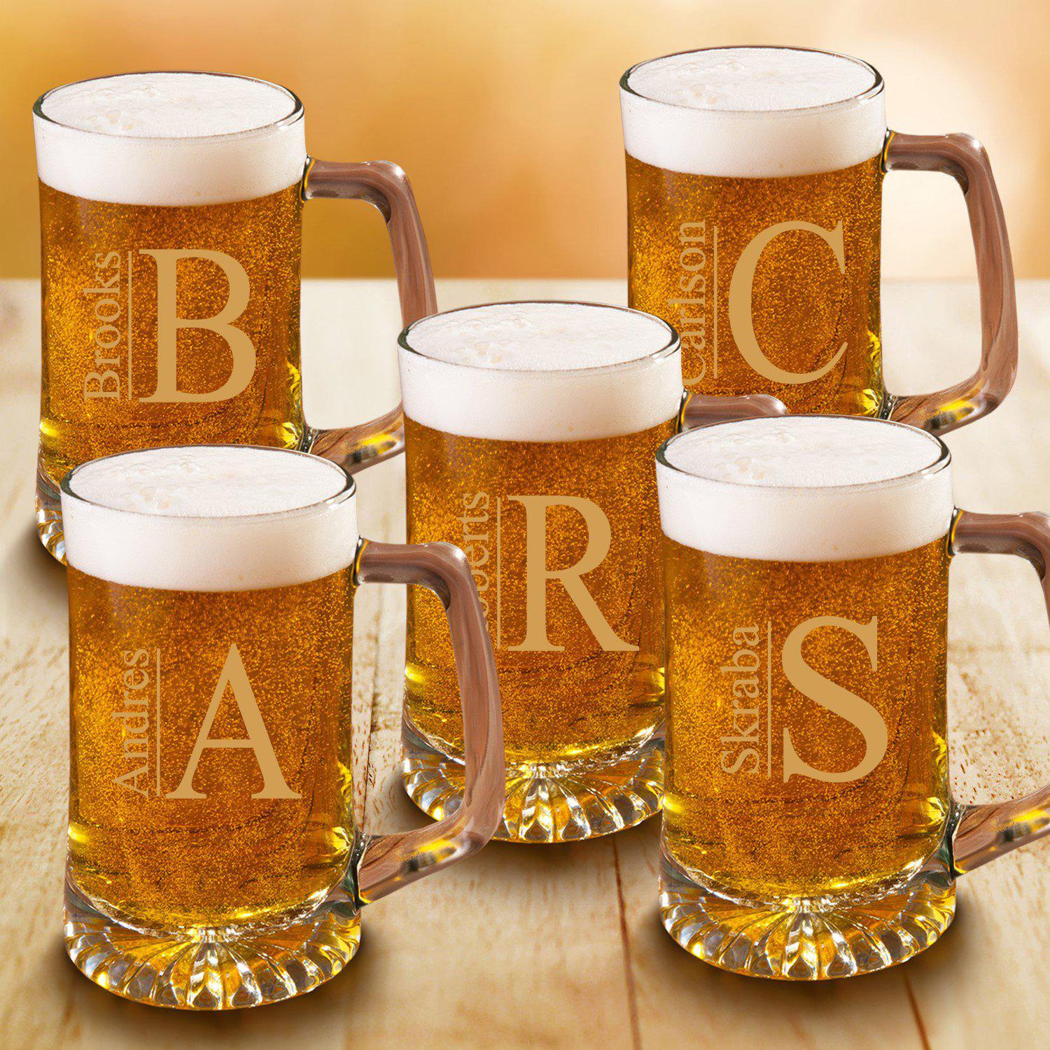 Customized Classy Initial & Last Name Beer Mug Set – Froolu