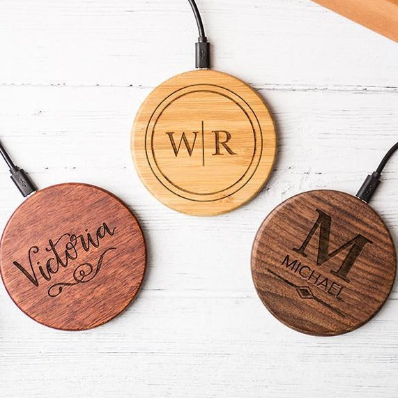 Personalized Wooden Wireless Cell Phone Chargers