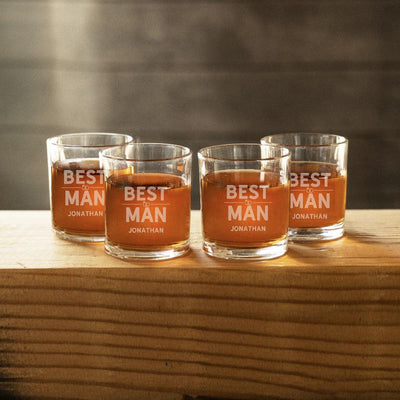 Personalized Best Man Lowball Whiskey Glasses