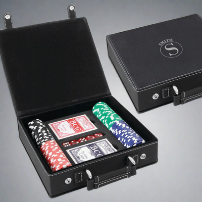 Personalized Black & Silver 100 Chip Poker Set