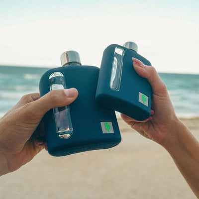 Seabird Blue Silicone Glass Flask Gift Set (Single Shot 100ml + Double Shot 240ml)