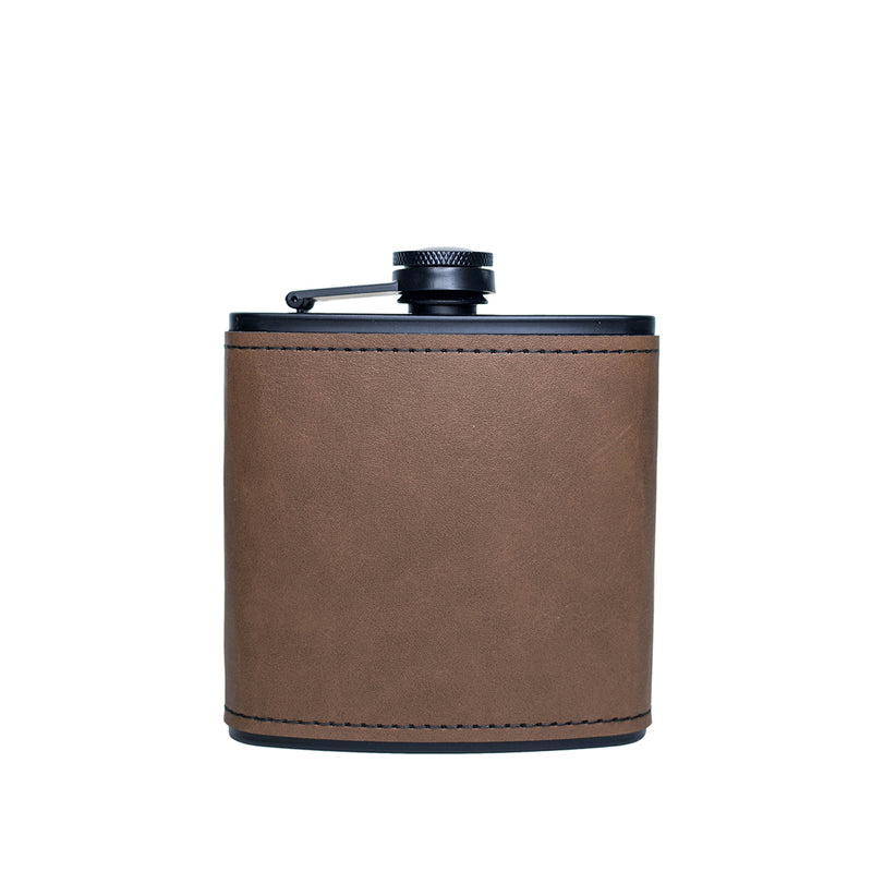 Personalized Leather Wrapped Black Flasks