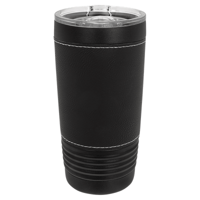 Personalized 20oz. Black Tumbler with Engraved Leatherette for Groomsmen