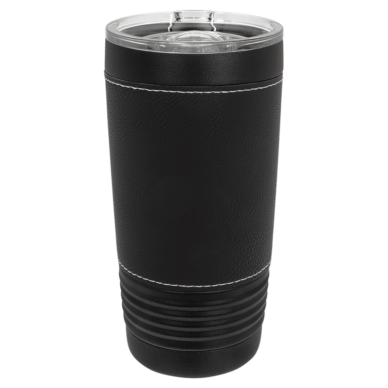 Personalized 20oz. Black Tumbler with Engraved Leatherette for Groomsmen