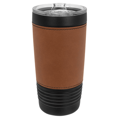 Personalized 20oz. Black Tumbler with Engraved Leatherette for Groomsmen