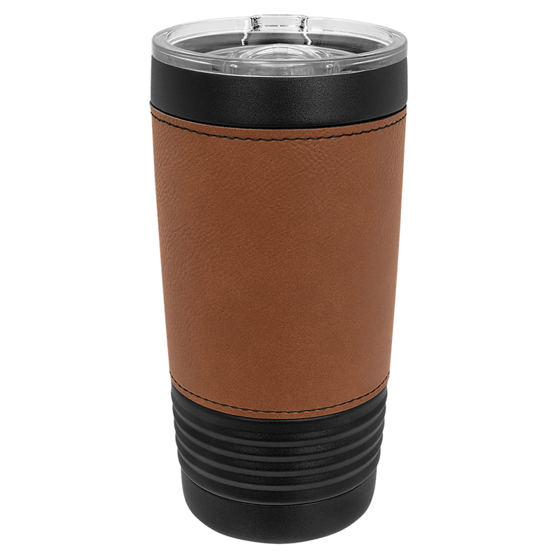 Personalized 20oz. Black Tumbler with Engraved Leatherette for Groomsmen