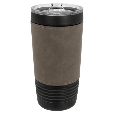 Personalized 20oz. Black Tumbler with Engraved Leatherette for Groomsmen