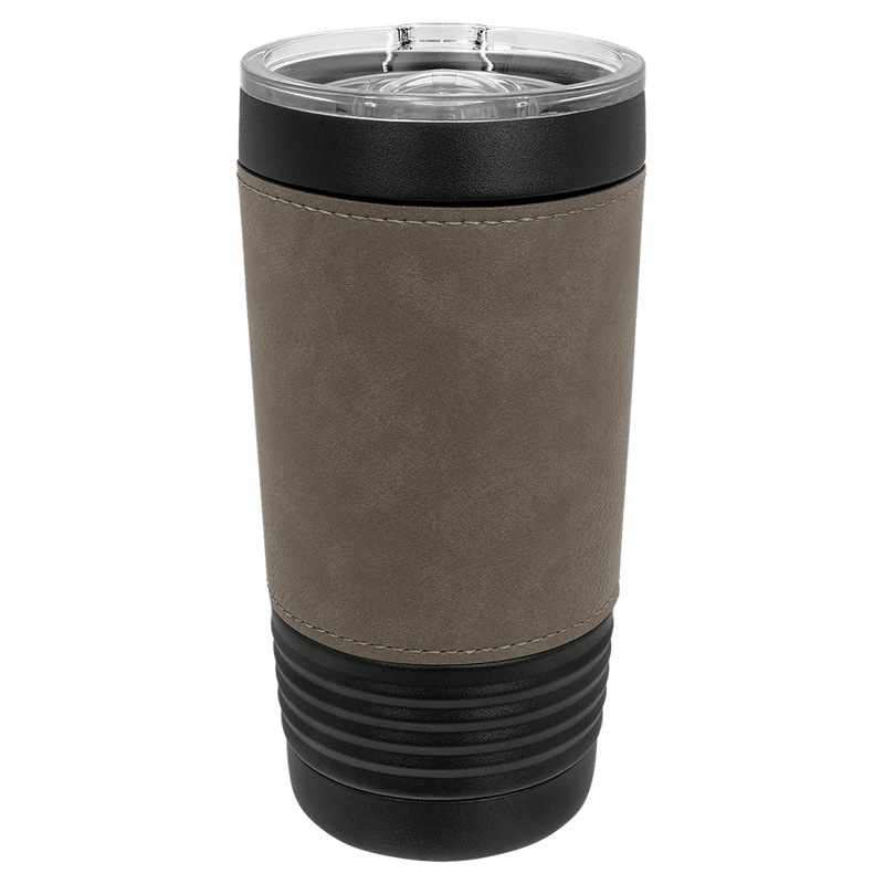 Personalized 20oz. Black Tumbler with Engraved Leatherette for Groomsmen