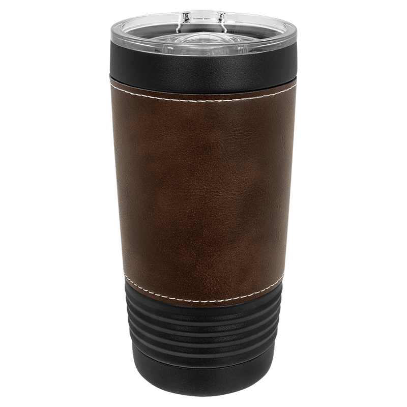 Personalized 20oz. Black Tumbler with Engraved Leatherette for Groomsmen