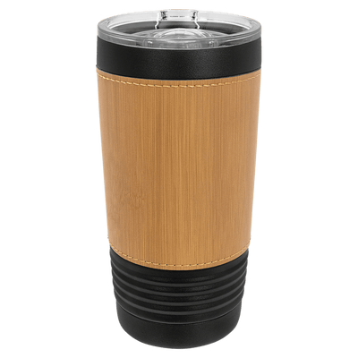 Personalized 20oz. Black Tumbler with Engraved Leatherette for Groomsmen