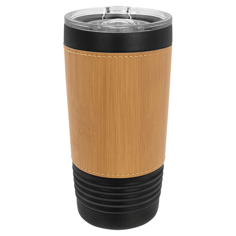 Personalized 20oz. Black Tumbler with Engraved Leatherette for Groomsmen