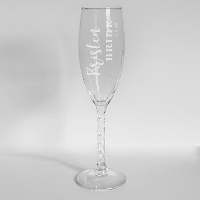Personalized Bride and Groom Twisted Stem Flute Set