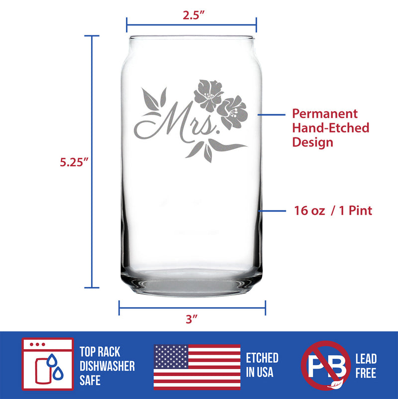 Mrs. Beer Can Pint Glass