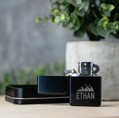 Groomsmen Gift Set of 5 Personalized Black Lighters