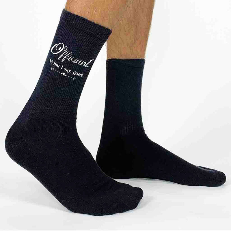 Wedding Party Socks with a Fun Saying for the Officiant