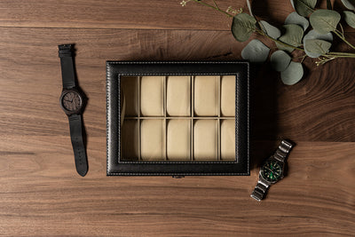 Personalized Leather Watch Box  - Holds 10 Watches