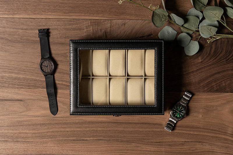 Personalized Leather Watch Box  - Holds 10 Watches