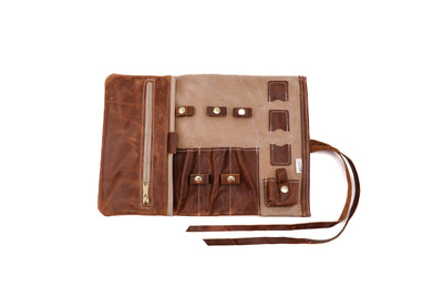 Personalized Leather & Canvas Tech Roll
