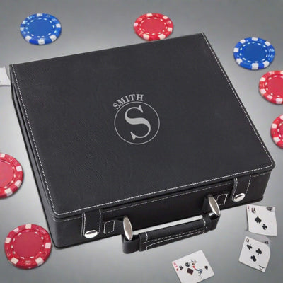 Personalized Black & Silver 100 Chip Poker Set