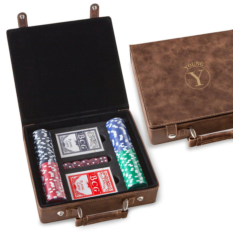 Personalized Rustic Gold 100 Chip Poker Set