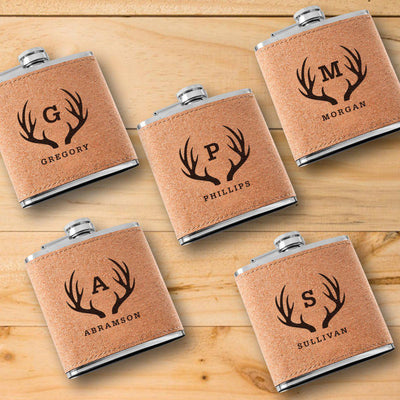Groomsmen Gift set of 5 Personalized Cork Flasks