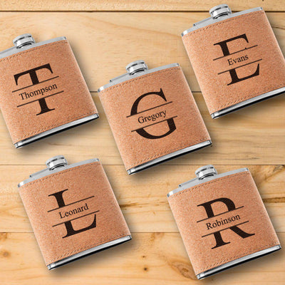 Groomsmen Gift set of 5 Personalized Cork Flasks