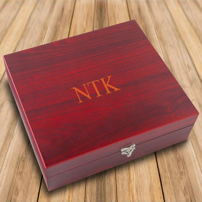 Personalized Rosewood Flask Set with Cards and Dice