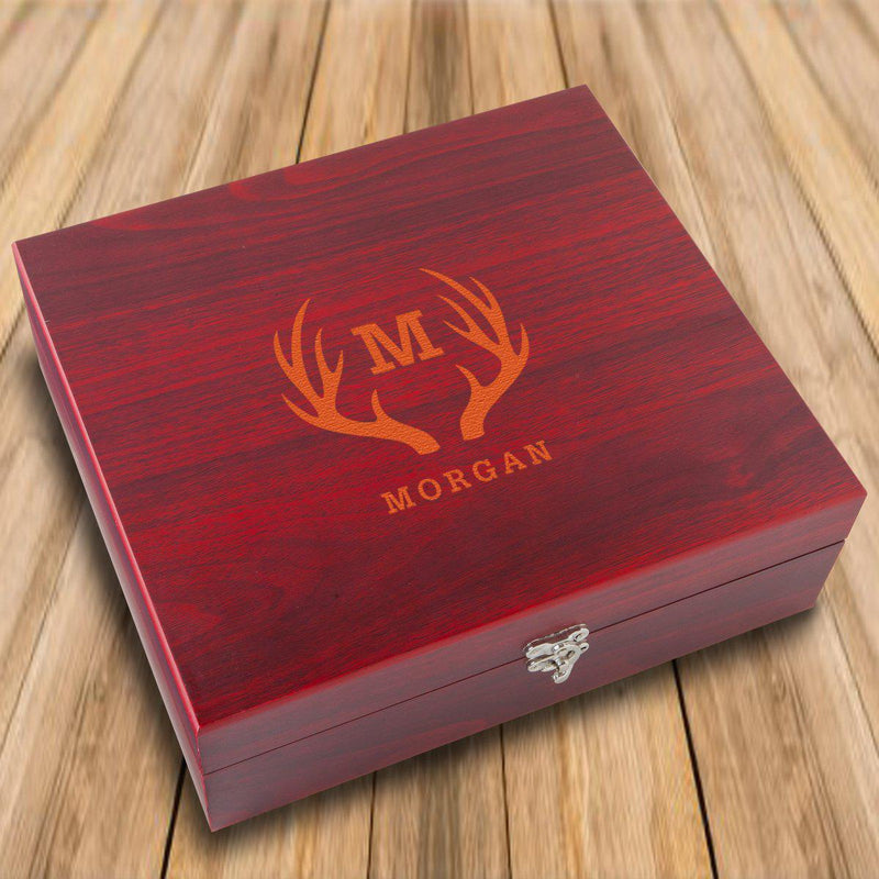 Personalized Rosewood Flask Cards & Dice Set