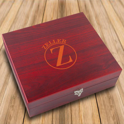 Personalized Rosewood Flask Cards & Dice Set