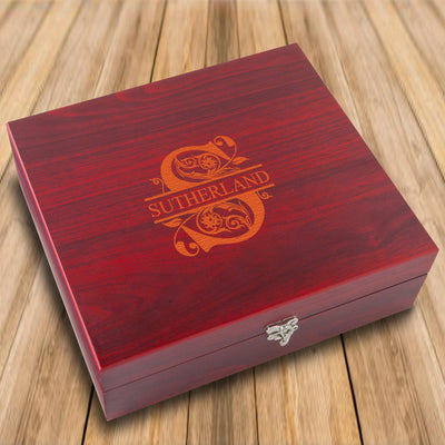Personalized Rosewood Flask Cards & Dice Set