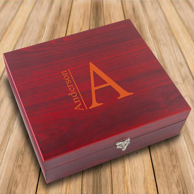 Personalized Rosewood Flask Cards & Dice Set