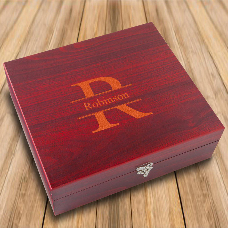 Personalized Rosewood Flask Cards & Dice Set