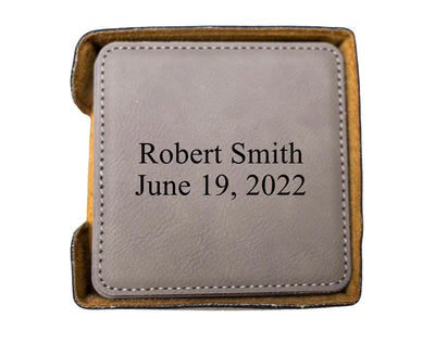 Personalized Gray Square Coaster Set