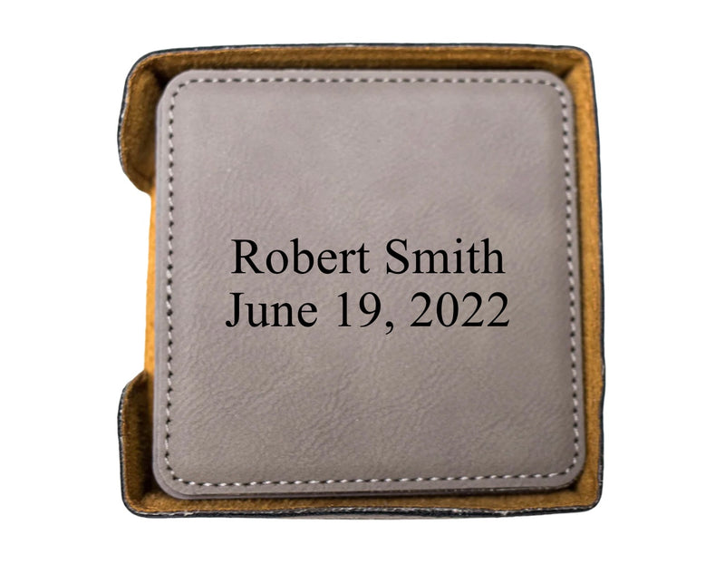 Personalized Gray Square Coaster Set