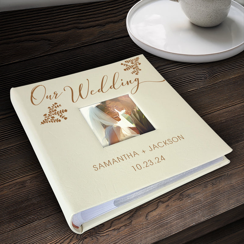 Personalized Our Wedding CREAM Leatherette Photo Album