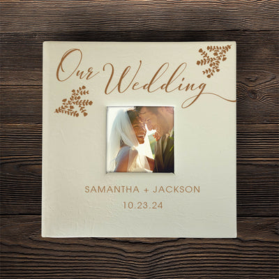 Personalized Our Wedding CREAM Leatherette Photo Album